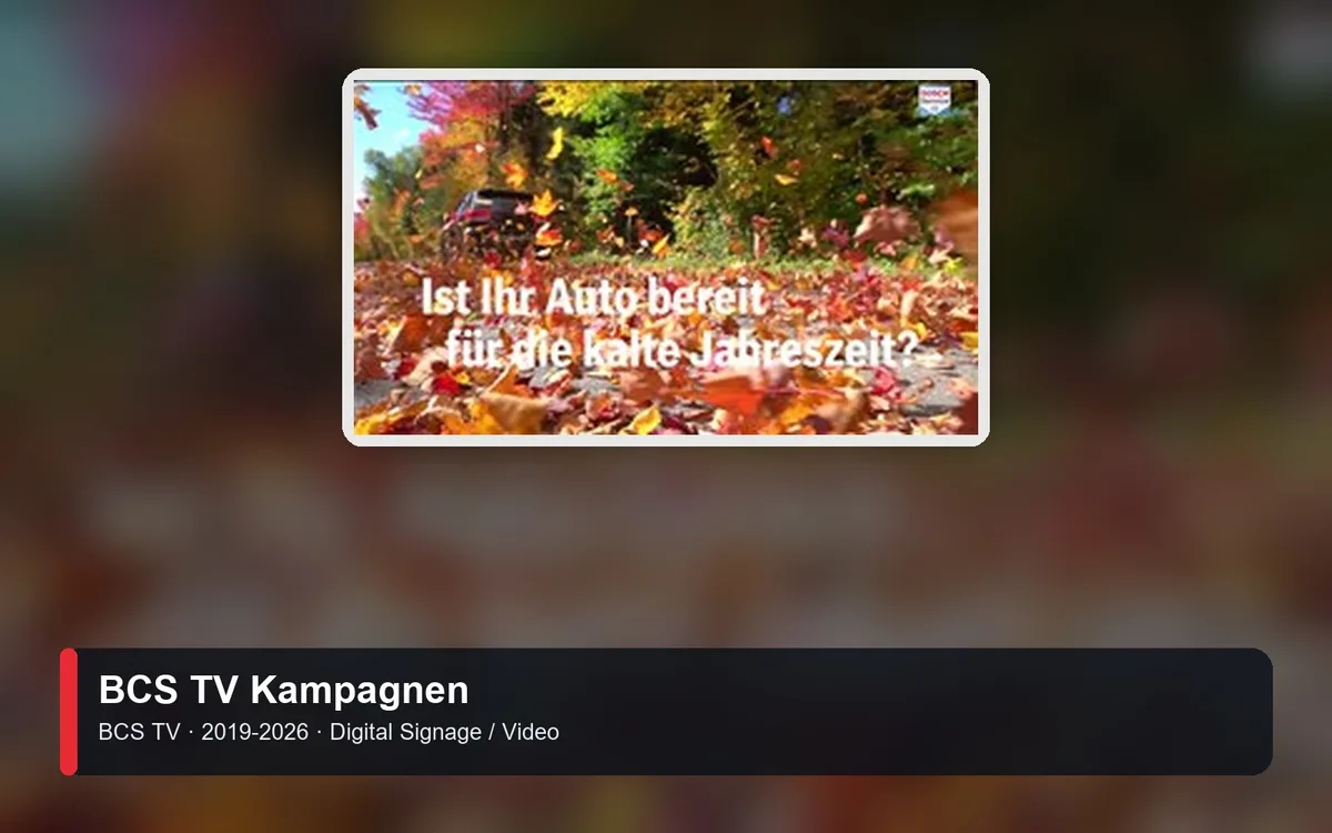 BCS TV Kampagnen – Referenzvisual für BCS TV (Digital Signage / Video)